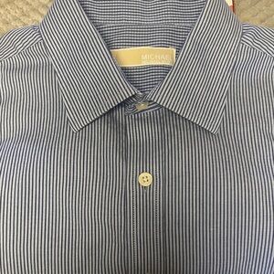 Michael Kors Men's Navy Pinstripe Dress Shirt size 16 1/2  34/35